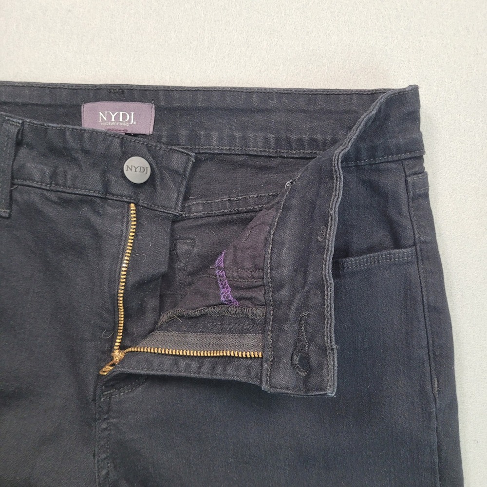NYDJ Marilyn Straight Leg Jeans Black Denim Size 10P Petite High Rise Stretch - Picture 10 of 13